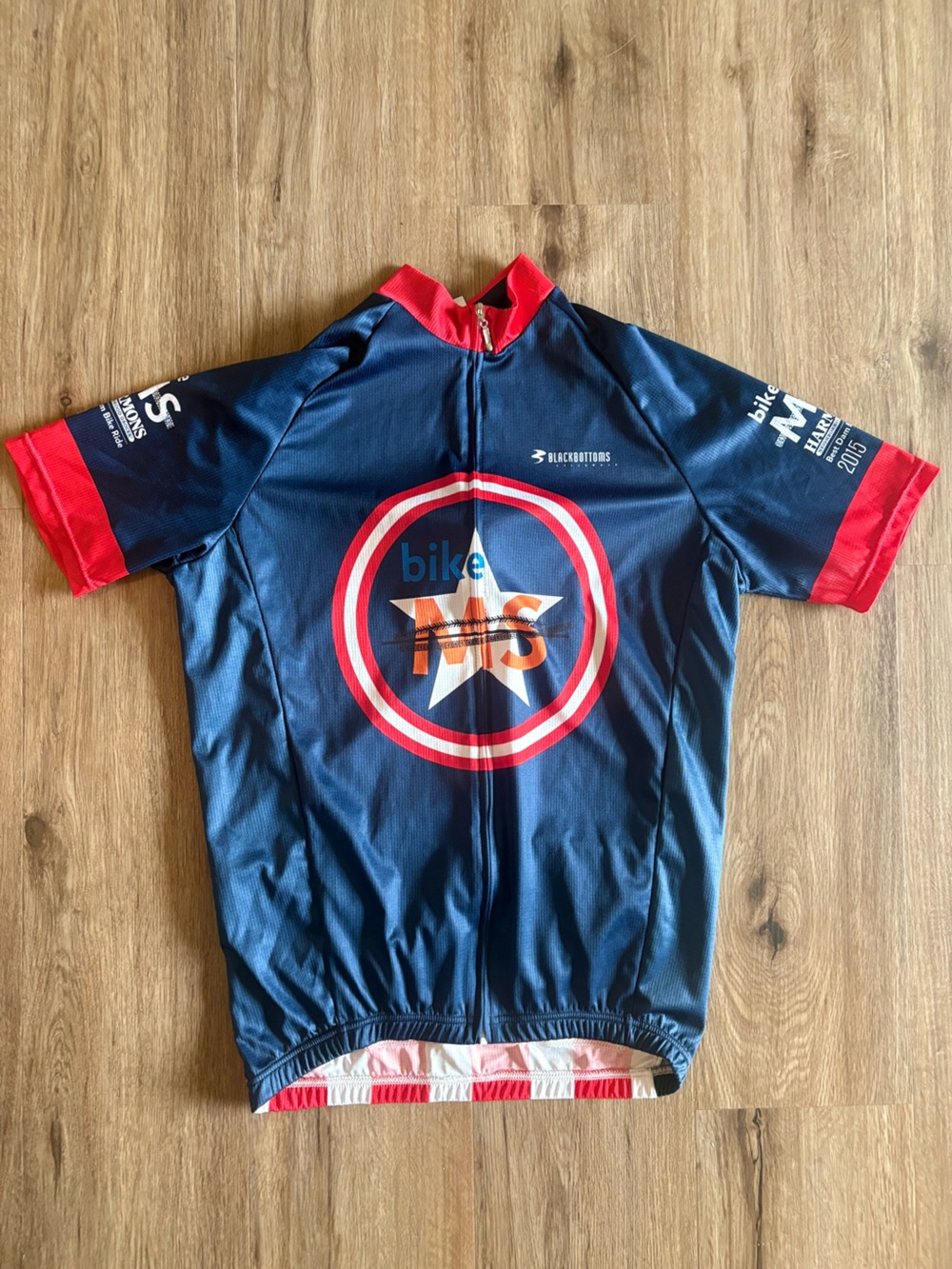 Official Blackbottoms Bike MS 2015 Spokes Club Cycling Jersey Men's Medium